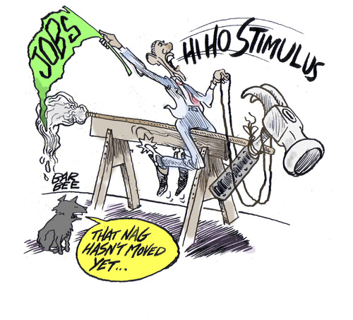 Cartoon: job stimulus (medium) by barbeefish tagged obama