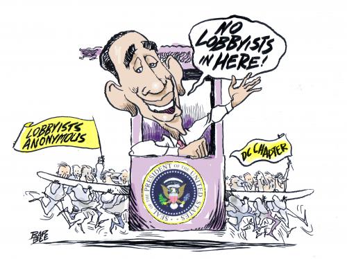 Cartoon: LOBBYISTS GALORE (medium) by barbeefish tagged obama