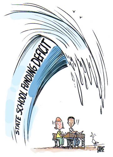 Cartoon: school funding (medium) by barbeefish tagged deficit,