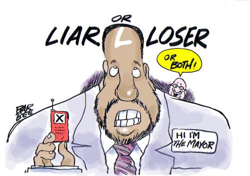 Cartoon: the mayor (medium) by barbeefish tagged liar,or,loser,