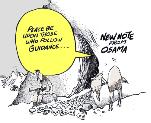 Cartoon: the message (medium) by barbeefish tagged osama