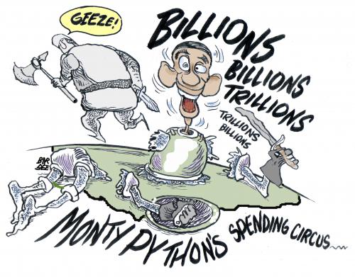 Cartoon: the spending knight (medium) by barbeefish tagged billions