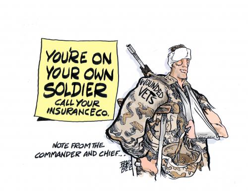 Cartoon: THE WOUNDED (medium) by barbeefish tagged insurance
