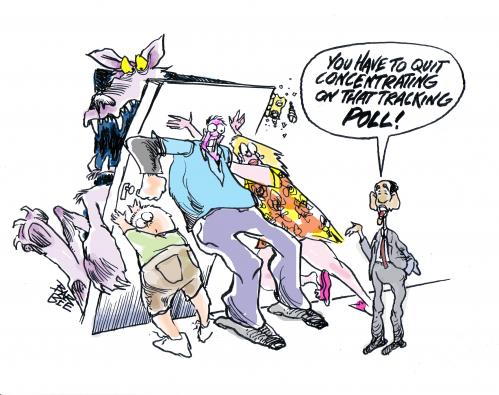 Cartoon: tracking poll (medium) by barbeefish tagged economy