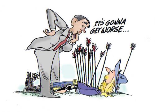 Cartoon: warning (medium) by barbeefish tagged obama