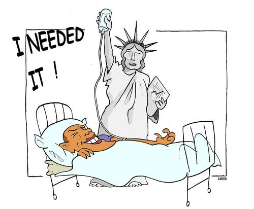 Cartoon: A CHRISTMAS GIFT FOR OBAMA (medium) by uber tagged health,care,obama,usa,barack obama,usa,amerika,gesundheit,system,barack,obama