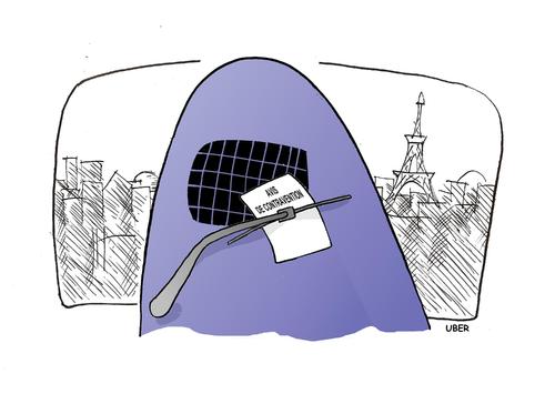 Cartoon: France approves burqa ban (medium) by uber tagged burqa,france,women,islam,frankreich,burka,islam,religion,tradition