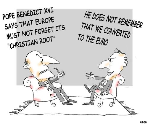 Cartoon: CONVERSION (medium) by uber tagged pope,christianity,euro,europe,roots
