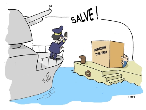 Cartoon: GUN SALUTE (medium) by uber tagged gheddafi,lybia,italy,gaddafi,italien