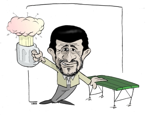 Cartoon: OKTOBERFEST A TEHERAN (medium) by uber tagged oktoberfest,ahmadinejad,birra,atomica,nucleare,nuclear,atomic
