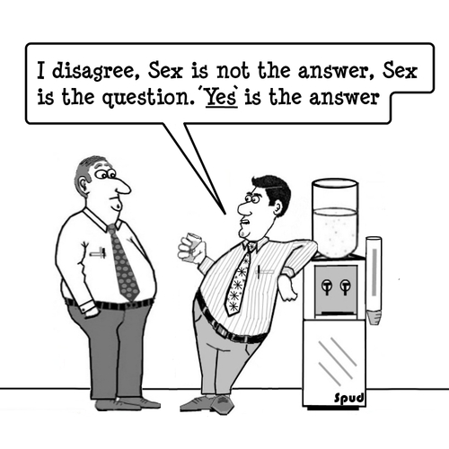 Cartoon: What is the question? (medium) by cartoonsbyspud tagged cartoon,spud,hr,recruitment,office,life,outsourced,marketing,it,finance,business,paul,taylor
