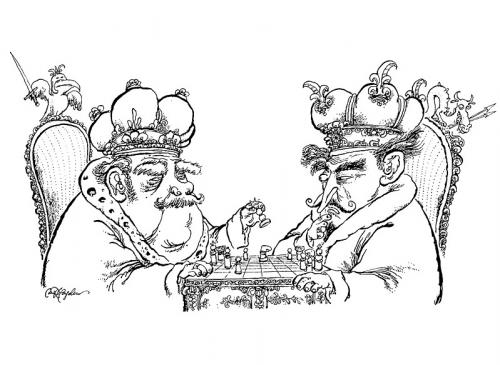 Cartoon: If you take my queen..... (medium) by ian david marsden tagged chess,king,queen,marsden,,schachbrett,schach,figuren,könig,königin,duell,konkurrenz,spiel,brettspiel