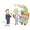 Cartoon: flower shop with man and woman 2 (small) by ian david marsden tagged flowers,blumen,laden,schmetterling,butterfly,shop,flower,plants,lady,salesgirl,shopgirl,cartoon,illustration