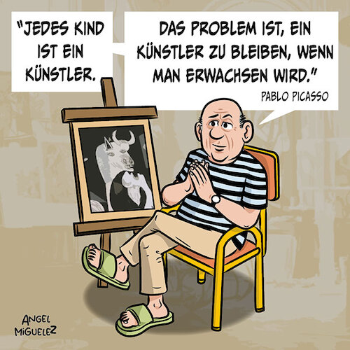 Cartoon: Pablo Picasso (medium) by Miguelez tagged picasso,zitat,künstler