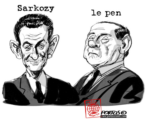 Cartoon: Sarkozy e le pen (medium) by portos tagged sarkozy,berlusconi