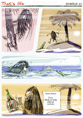 Cartoon: That s life (medium) by portos tagged desert,island,castaway,made,in,italy