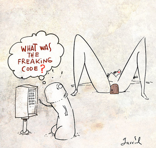 Cartoon: Code. (medium) by Garrincha tagged erotica,erotic,cartoon