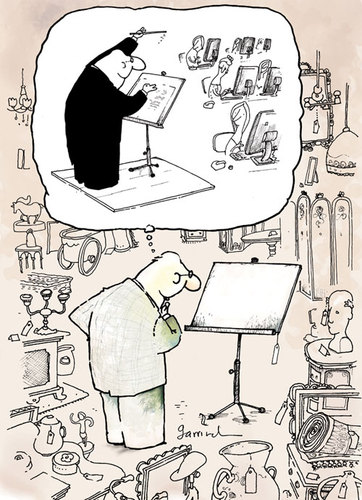 Cartoon: Easel thoughts or CEOs galore (medium) by Garrincha tagged gag,cartoon,garrincha,ceo,thoughts