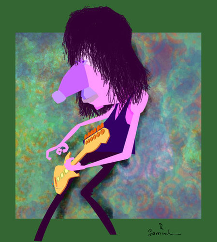 Cartoon: Jeff Beck (medium) by Garrincha tagged music,rock,artist,guitar