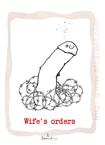 Cartoon: Orders (medium) by Garrincha tagged marriage,doctor,economy,dinosaurs,computers,malpractice,construction,erotic,plum,dust,guitar,women,love,arm,balloon,castle,blur