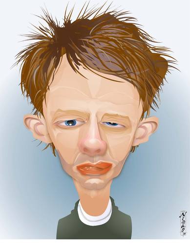 Cartoon: Thom Yorke (medium) by buzz tagged radiohead