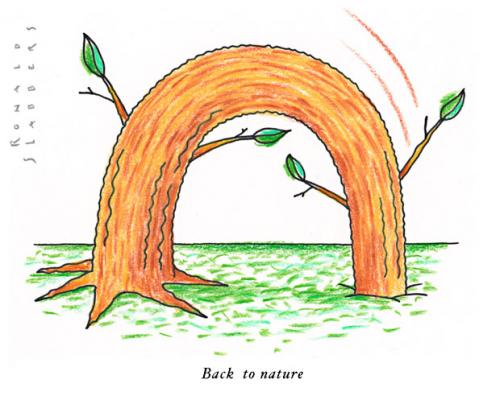 Cartoon: Back to nature (medium) by Ronald Slabbers tagged nature,tree,global,warming,globales,wärmen,deforestation,baum,bäume,abholzung,environment,