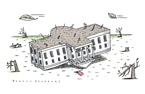 Cartoon: USA Political Climate Change... (medium) by Ronald Slabbers tagged usa,us,house,white,washington,obama,wahl,elections,pre