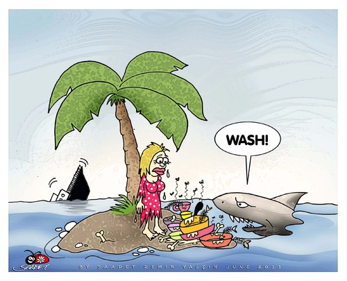 Cartoon: Double Disaster!! (medium) by saadet demir yalcin tagged saadet,sdy,woman,doubledisaster,jaws