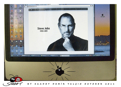 Cartoon: My IMac October 5 2011 (medium) by saadet demir yalcin tagged saadet,sdy,stevejobs,apple,imac