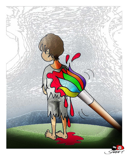 Cartoon: One color (medium) by saadet demir yalcin tagged saadet,syalcin,sdy,turkey,war,color,brush