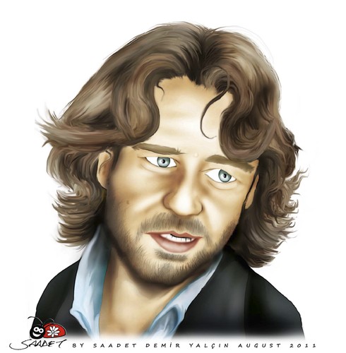 Cartoon: Russel Crowe (medium) by saadet demir yalcin tagged saadet,sdy,russelcrowe