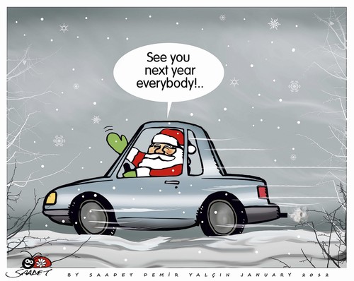 Cartoon: See you next year Santa Claus!! (medium) by saadet demir yalcin tagged santaclaus,sdy,saadet,nextyear