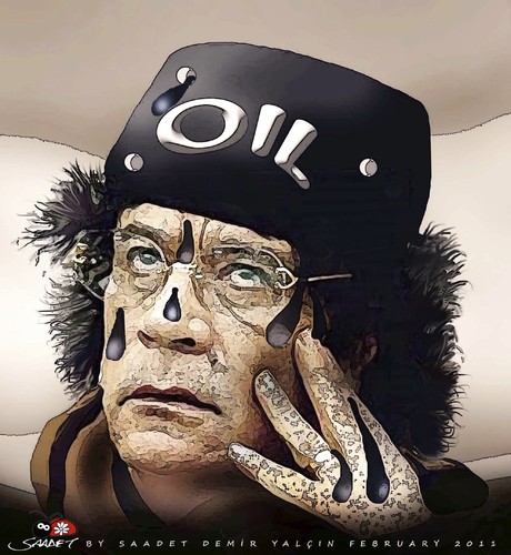 Cartoon: to be in mortal fear... (medium) by saadet demir yalcin tagged kaddafi,libya,turkey,sdy,syalcin,saadet