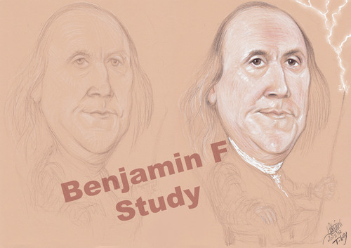 Cartoon: BENJAMIN FARANKLIN  STUDY (medium) by T-BOY tagged benjamin,faranklin,study