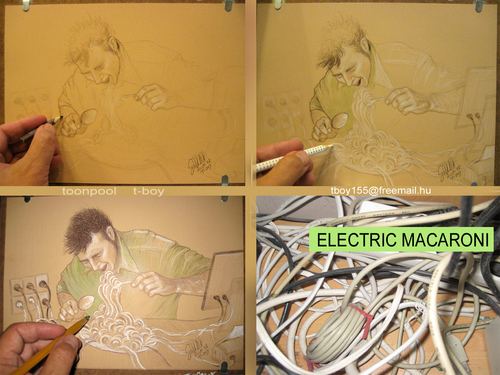Cartoon: ELECTRIC MACARONI  II (medium) by T-BOY tagged electric,macaroni,ii