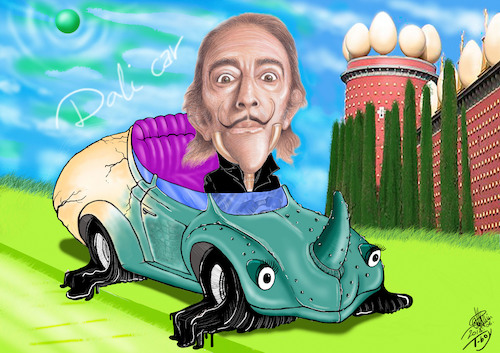 Cartoon: SALVADOR DALI CAR (medium) by T-BOY tagged salvador,dali,car