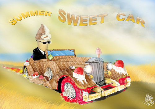 Cartoon: SUMMER SWEET CAR (medium) by T-BOY tagged summer,sweet,car