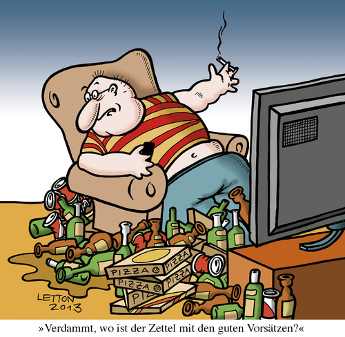 Cartoon: Der gute Vorsatz. (medium) by Nottel tagged vorhaben,pläne,lebenswandel,gesundheit