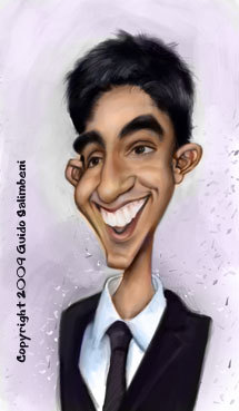 Cartoon: Dev Patel (medium) by guidosalimbeni tagged dev,patel,caricature,caricaturist,billionair,digital,painting