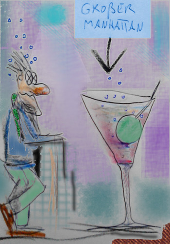 Cartoon: late at the bar (medium) by wheelman tagged bar,drink,alkohol