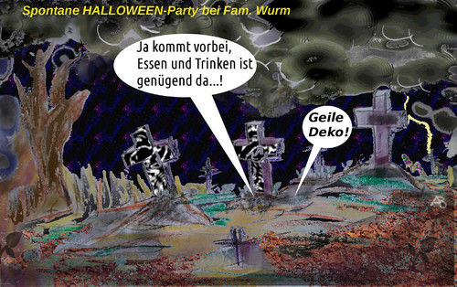 Cartoon: partyyy (medium) by wheelman tagged würmer,grab,friedhof,halloween