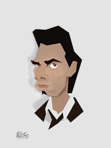 Cartoon: Nick Cave- cut out caricature (medium) by geomateo tagged cave,nick