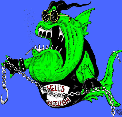 Cartoon: Hells Angelfish (medium) by Mike Mason tagged maecesworld