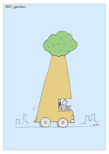 Cartoon: BAUMAUTO (medium) by Oliver Kock tagged wald,auto,naturschutz,umweltschutz,wood,car,natur,nature,polution,umweltverschmutzung,cartoon,nick,blitzgarden