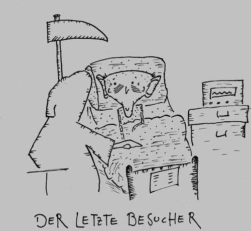Cartoon: Der letzte Besucher (medium) by Oliver Kock tagged tod,sterbender,krankenhaus,death,hospital,dying,erlösung,freund