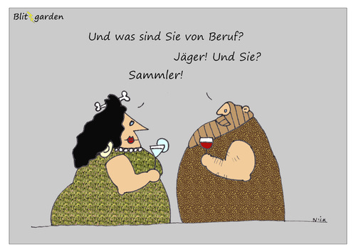 Cartoon: Smalltalk - Farbe (medium) by Oliver Kock tagged party,smalltalk,job,beruf,arbeit,karriere,steinzeit,mensch,mann,frau,cartoon,nick,blitzgarden