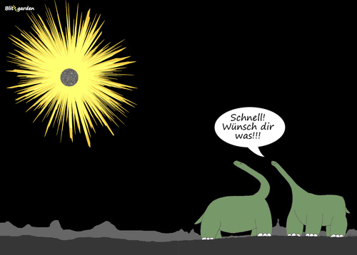 Cartoon: Wünsch dir was! (medium) by Oliver Kock tagged wunsch,wünsche,dinosaurier,dino,evolution,katastrophe,nick,blitzgarden,cartoon