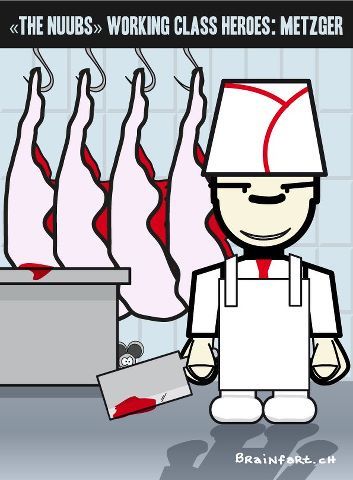 Cartoon: Working Class Hero - The Butcher (medium) by BRAINFART tagged comic,cartoon,caracter,nuub,fun,humor,toonpool,lustig,witzig,butcher,heroes