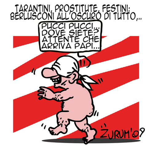 Cartoon: unconsapevole (medium) by Zurum tagged berlusconi,tarantini,party
