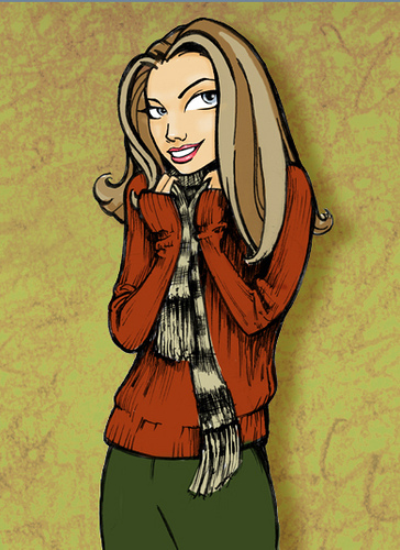Cartoon: bundled up (medium) by michaelscholl tagged sweater,chilled,chilly,scarf,woman